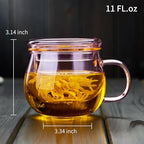 DOPUDO 11oz Pink Glass Tea Cup with Infuser and Lid– Versatile and Elegant Gift for Women, Perfect for Loose Leaf Tea and Other Beverages. - size: 11OZ