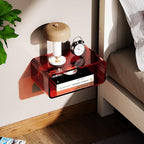 Acrylic Floating Nightstand, Bedside Table, Nightstand Shelf Wall Mounted Bedside Shelf (Red, Small) - color: Red