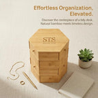 360° Rotatable Bamboo Desktop Organizer, Large Capacity Cosmetic & Jewelry Storage for Makeup Serum, Diamond, Easy Setup No Assembly (9)