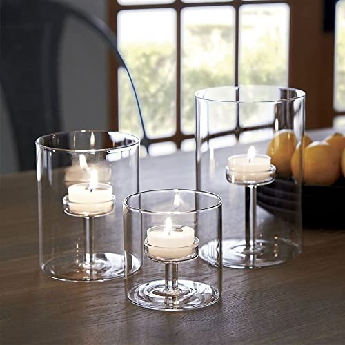 Glass Hurricane Candle Holder, 3pcs Clear Cylinder Candle Holders Bulk for Pillar Candles, Open Ended Glass Candle Pedestal for Wedding Centerpieces Tables, Party, Event(No.01) - size: No.01