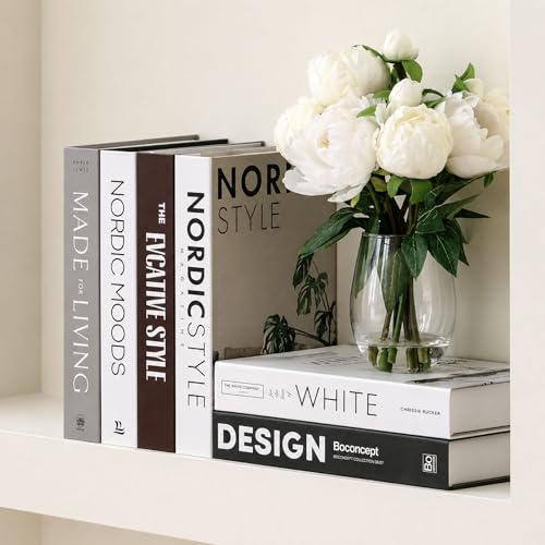 Decorative Faux Books Set of 6 – Modern Luxury Fake Books for Home Decor, Coffee Table & Bookshelf Styling, Aesthetic Stacked Book Decor for Living Room & Entryway - color: Design