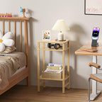 YUFAM Side Table End Table Tall Night Stand 3-Tier for Living Room Bedroom Bathroom Office Furniture Natural - color: Natural, size: 3 Tier