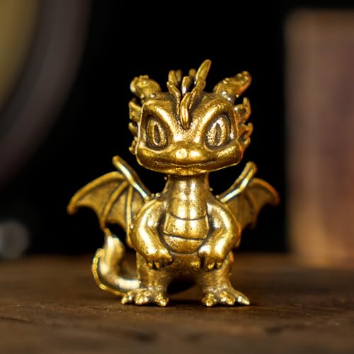 CHOVY Retro Handcrafted Flying Fire Dragon Ornament - 100% Solid Brass Decor | Unique Dragon Sculpture with Flaming Tail & Wings | Vintage Style Collectible Art Piece for Home, Fantasy Lovers Gift - style: Fire Dragon