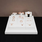 PU Leather Necklace Stand Display Holder Organizer Jewelry Showcase (White) - size: 3.15" x 3.15" x 0.97"