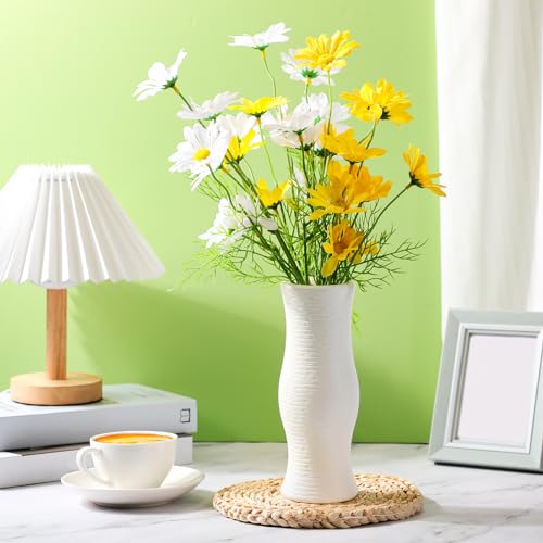 Didaey 10 Pack Composite Plastic Flower Vases Bulk White Small Boho Floral Vases for Dried Flower Bouquet Pampas Grass Centerpieces Fall Wedding Party Living Room Decor(Bohemian) - style: Bohemian