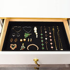 Black Velvet Stackable Jewelry Tray Showcase Display Stackable Necklace Bracelet Ring Showcase Display Empty Plate (2 Pack)