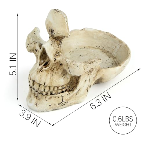 Mrlikale Skull Glasses Stand Holder, Creative Eyeglasses Holder, Sunglasses Spectacle Display Rack, Key Holder Resin Sculptures for Entryway, Home, Office, Desk, Nightstand (White) - color: White