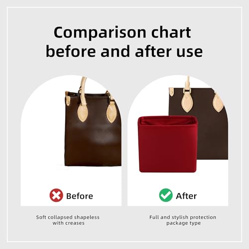 DGAZ Silk Purse Organizer Insert For LV Sac Plat Mini/BB/Medium bag，Silky Smooth Bag Organizer，Luxury Handbag & Tote Shaper(Rouge Cassque,Mini) - color: Rouge Cassque, size: Mini