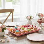 6 Pack Pink Plastic Serving Trays for Party, 9 x 13 Inch - Heavy Duty Plastic Trays for Food - Rectangular Party Serving Trays and Platters - Pink Disposable Trays - color: Pink