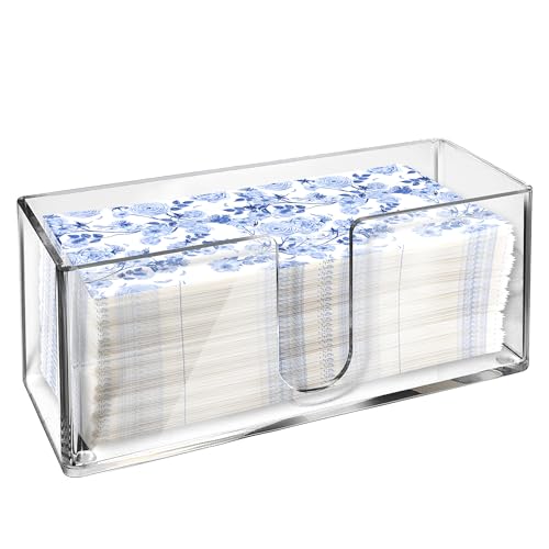 Acrylic Paper Towel Holder for Bathroom or Kitchen – Clear Countertop Dispenser for Trifold, Multifold, C-Fold Napkins, Disposable Hand Towels, Modern Napkin Tray, 10.75 x 4.125 x 5 Inch - color: Z - Acrylic Large, size: Guest Towel Holder