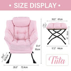 Tiita Lazy Chair with Ottoman, Pink Modern Large Accent Chair, Comfy Leisure Sofa Armchair with Ottoman, Reading Chair with Footrest for Bedroom, Living Room, Dorm Rooms, Pink - color: Peach Skin Pink