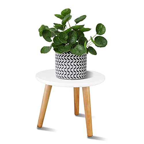 Uneedem Indoor Plant Stand, Wood Mid Century Modern Small Round Side Plant Table for Indoor Plants, 8.9" Tall Plant Holder for Flower Pots End Table