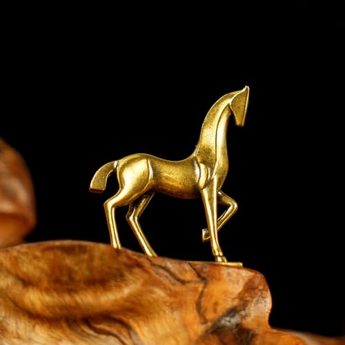 Retro Handcrafted Elegant Abstract Horse Statue 100% Solid Brass with Smooth Curves Raised Leg, Ideal Home Decor Item Collectible Desk Accessory Office Scene Ornament Artistic - Artistic Enhancement - style: Artistic Horse