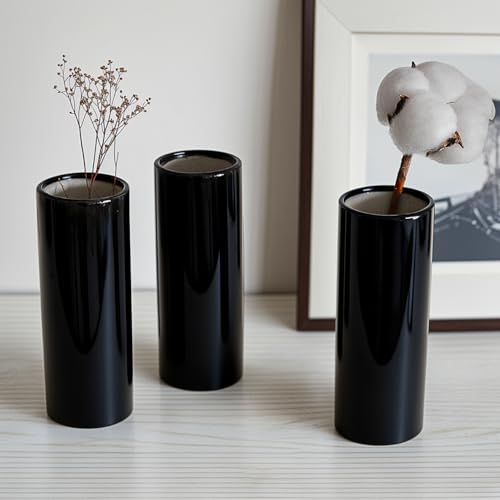 Modern Black Ceramic Vase Set of 20 for Living Room Bedroom 5.51'' Minimalist Fresh Small Flower Vases for Bouquet Fake Plant Home Decor Office Fireplace Centerpieces Nordic Style 10 Pack - color: 20 Pack Black - Style 3
