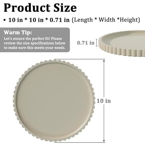 Silicone Bathroom Vanity Tray, Modern Round Decorative Tray for Countertop, Waterproof & Unbreakable Cosmetic Perfume Organizer, Extra-Thick & Sturdy, Easy to Clean Candle Tray (Khaki, 10 inch) - color: Khaki, size: 10"