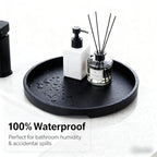 Silicone Bathroom Tray - 9-Inch Round Vanity Tray, Suitable for Candles, Perfumes, Soap Dispensers Black - color: Black