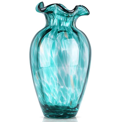 Hand-Blown Glass vase, Featuring a Distinctive Wide-Mouth Design. A Modern Glass Art piece Ideal for Centerpiece Floral Arrangements in Living Rooms, Kitchens, Weddings, Dining Tables, and Offices. - color: B-ml