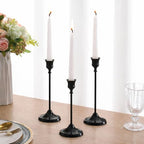6Pcs Candlestick Holders, Metal Taper Candle Holder, Black Candle Holders for Pillar Candles, Candle Holder for Wedding Fireplace Mantel Housewarming Gift - color: Light-black