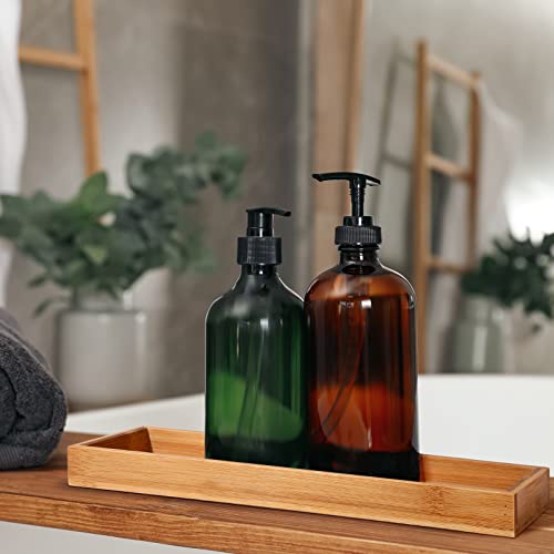 Chengu 3 Pcs Bamboo Vanity Trays for Bathroom Small Wooden Serving Tray for Bathroom Counter Food Appetizer Tea Dessert Kitchen Candle Tissue Toilet Tank Home Decor, 11 x 4 Inch(Rectangle Style) - style: Rectangle Style