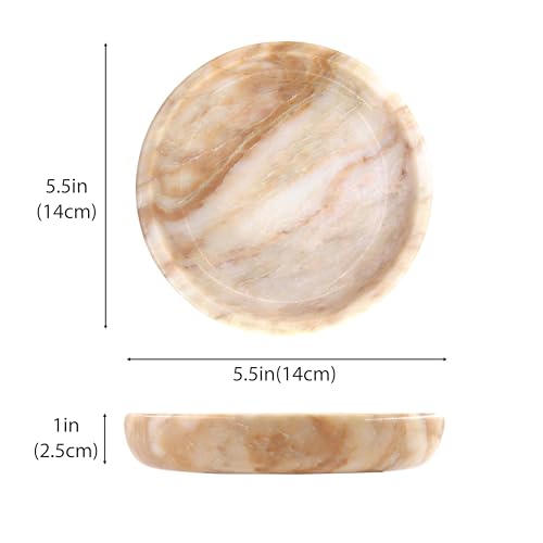 Small Natural Marble Jewelry Tray Key Plate Holder Dish Trinket Decor Catch All Bowl for Ring Earring Stone Gift for Women Daugther,Calacatta Glod,5.5" - color: Calacatta Glod