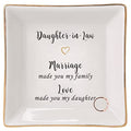 HOME SMILE Mother's Day Wedding Valentine Gifts for Daughter In Law From Mother In Law,Ceramic Ring Dish jewelry Tray,-Marriage Made You My Family,Love Made You My Daughter - style: Daughter In Law
