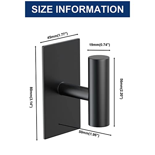 VAEHOLD Wall Towel Hooks, Heavy Duty Sticky Holder Waterproof Towel Hooks for Hanging Coat, Clothes, Closet Hook Wall Mount for Kitchen (Black, 2 Pack) - color: Black, size: 2 Pack
