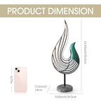 Teal Abstract Bird Sculpture, Modern Metal Wireframe Art Decor with Base, Minimalist Home Decor Accent for Living Room Table, Office Desk, Shelf Display