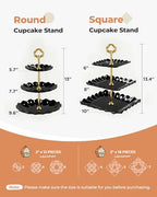 Kootek Dessert Cupcake Stand, 10pcs Dessert Table Display Set, 3 Tiered Cup Cake Holder Tower Stand Riser& Cookie Serving Trays for Wedding, Tea Party, Birthday, Baby Shower - color: Gold & Black, size: 10 Set