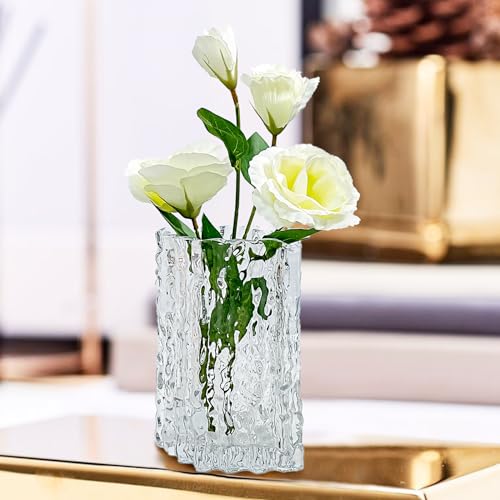 Aoderun Glass Vase Crystal Vase Heavy Duty Large Flower Vase for Dining Table Kitchen Office Home Shelf Wedding Living Room Centerpieces(Clear) - color: Clear