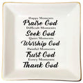 Christian Gifts For Women Jewelry Dish Tray Ceramic Trinket Dish Her Thanksgiving Day Christmas Birthday Happy Monents Praise God. - style: Christian Gifts For Women