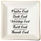 Christian Gifts For Women Jewelry Dish Tray Ceramic Trinket Dish Her Thanksgiving Day Christmas Birthday Happy Monents Praise God. - style: Christian Gifts For Women