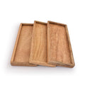 Samhita Mango Wood Serving Platter with Raised Edge -Set of 3 for Display Fruit Snacks Appetizer Sushi Food Decorative (12" x 5" x 0.75")