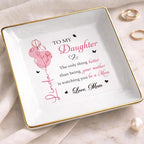 Personalized Jewelry Dish With Birth Month Flower, To My Daughter Ring Dish, Mothers Day Birthday Gifts for Daughter, Custom Floral Name Trinket Tray For Wedding, Ring Holder - color: Style 5