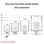 CYS EXCEL Glass Hurricane Pillar Candle Holders (H:6" W:3.75", 2 PCS) | Multiple Size Choices Short Stem Candle Jars | Stemmed Glass Cylinder Candle Vase - size: H-6" W-3.75"