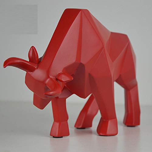 SMRTHMRT Abstract Geometric Sculptures Animals Statues,Collectible Figurines Home Office Tabletop Ornaments (Red Bull) - color: Red Bull
