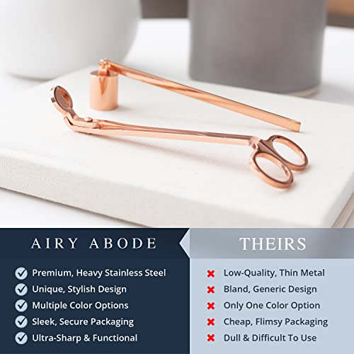 Airy Abode Candle Wick Trimmer and Candle Snuffer Accessory Set – Pick Your Color - color: Rose Gold