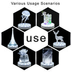 LARDUX Pack of 4 Led Light Base - 6 Inch Round Display Pedestal Light Stand Plate Flat for 3D Crystal Cube Glass Art Acrylic Statues - USB Charge or Battery Powered - size: 6-inch led base
