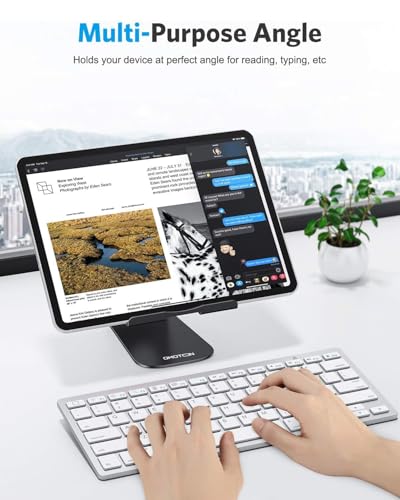 OMOTON Tablet Stand Holder Adjustable, T1 Desktop Aluminum Tablet Dock Cradle Compatible with iPad Air/Mini/Pro 11/12.9, iPad 10.2/9.7, Samsung Tab and More, Black - color: Black