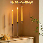 Yellow Flameless Taper Candles with Remote, 9.6 Inches Real Wax Battery Operated Candles, 3 Pack Flickering LED Candlesticks, Tall Taper Fake Candles for Home, Wedding, Party - color: Yellow