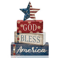 CroBlissful 4 Pcs 4th of July Decorations Patriotic Memorial Day Tabletop Decorations Red White Blue Table Centerpieces Sign for Office Tiered Tray Home Shelf 250th Anniversary(Star Independence Day) - style: Star Independence Day