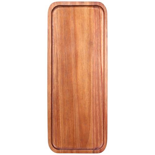 Wooden Serving Platters Long Charcuterie Boards Acacia Wood Decorative Trays for Home Decor Cheese Board Snack Appetizer Plates Kitchen Dinner Tray for Food Dish Rectangle Cake Dessert Platter - size: 14" × 5.5" × 0.6"