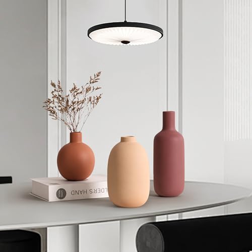 Ceramic Modern Vase for Home Decor Farmhouse Vases Set of 3 Terracotta Decorative Pottery Boho Vases for Pampas Grass Living Room Kitchen Bedroom Entryway Mantel Decor - color: Multicolor#2