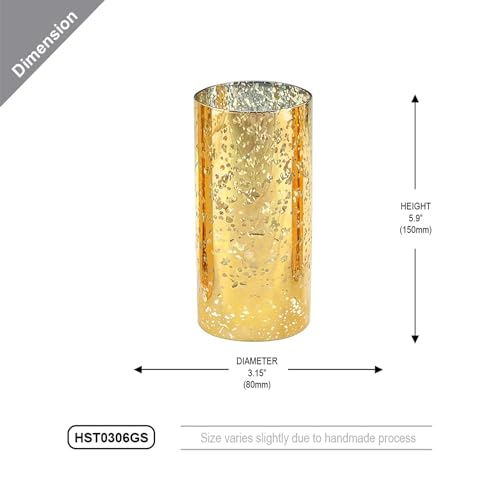 WGVI Hurricane Candle Holder Sleeve, W: 3", Ht: 6", Gold Speckled Glass Cylinder Open Both Ends, Chimney Tube Shade, 1 Piece - size: 3x6"H