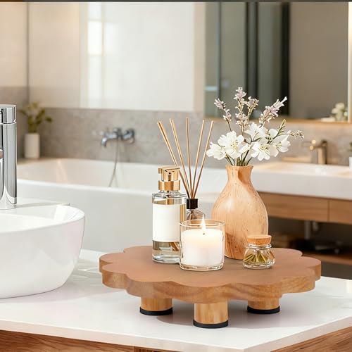 Decorative Wooden Tray, 10" Rustic Wood Soap Tray for Kitchen and Bathroom Counter Organizer Farmhouse Kitchen Decor Wooden Riser for Soap Dish, Perfume, Candle, Potte(2 Packs)