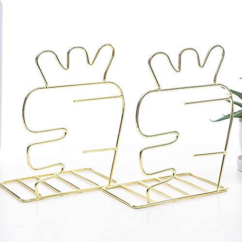 Creative Minimalist Style Bookends Metal Adjustable Books Holder Stand Book Rack Desk Bookend - Carrot, Gold - color: Carrot, Gold