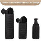 Sziqiqi Large Black Vases Tall 27inch - Metal Floor Standing Vase Set of 3 Modern Honeycomb Texture Big Standing Vase for Living Room Dining Bedroom Home Corner Hallway Indoor Office - style: Large Black Vases