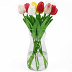 DARENYI Clear Glass Vase for Centerpieces, Home Decor, 8 inch Tall Large Opening Glass Flower Vase for Bouquet, Shelf, Centerpiece, Living Room, Office, Wedding or Gifts - size: 3.34" Dia 8" H