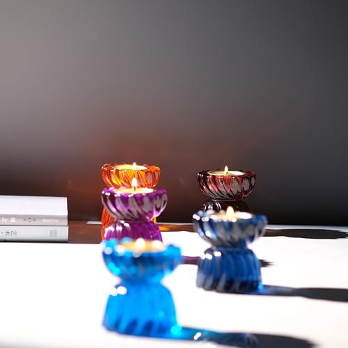 Twizzle Twist Tealight Holder, Decorative Tealight Candle Holder for Table Display, Romantic Decoration, Unique Home Décor Aesthetic, Housewarming Gift, Spiral Sculpture Diwali Tea Light Stand - color: Orange