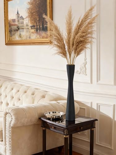 16.5 Inch Tall Skinny Ceramic Flower Vase, Dark Gray, 100% Handmade, Excellent Quality, Ideal for Home Decoration, Wedding, Birthday, Event, Centerpiece, Table, Floor Vase - color: 16.5inch&grey