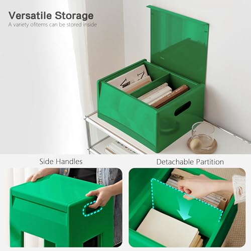 Nightstand Bedside with Storage Space, Multifunctional Colorful Plastic End Table Small Side Table for Bedroom, Dorm and Small Spaces, Easy Assembly(14.7" D x 11.8" W x 15.8" H, Green) - color: Green